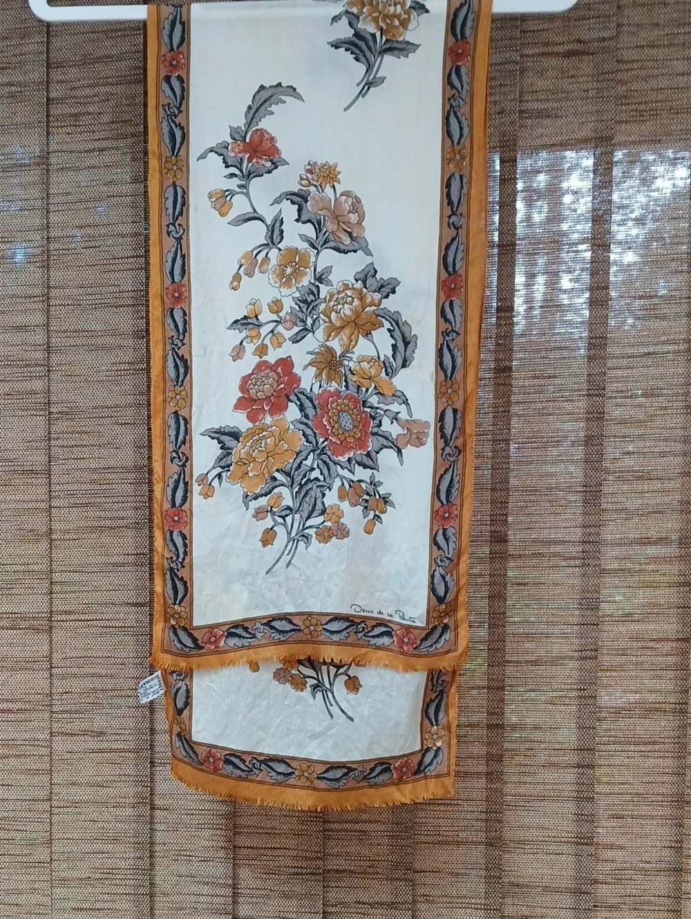 Vintage 1980s Oscar de la Renta Floral Silk Oblong Scarf